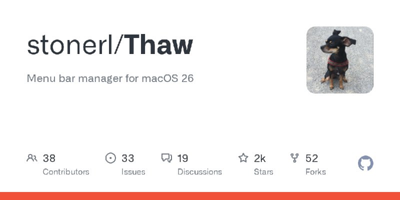 GitHub - stonerl/Thaw: Menu bar manager for macOS 26