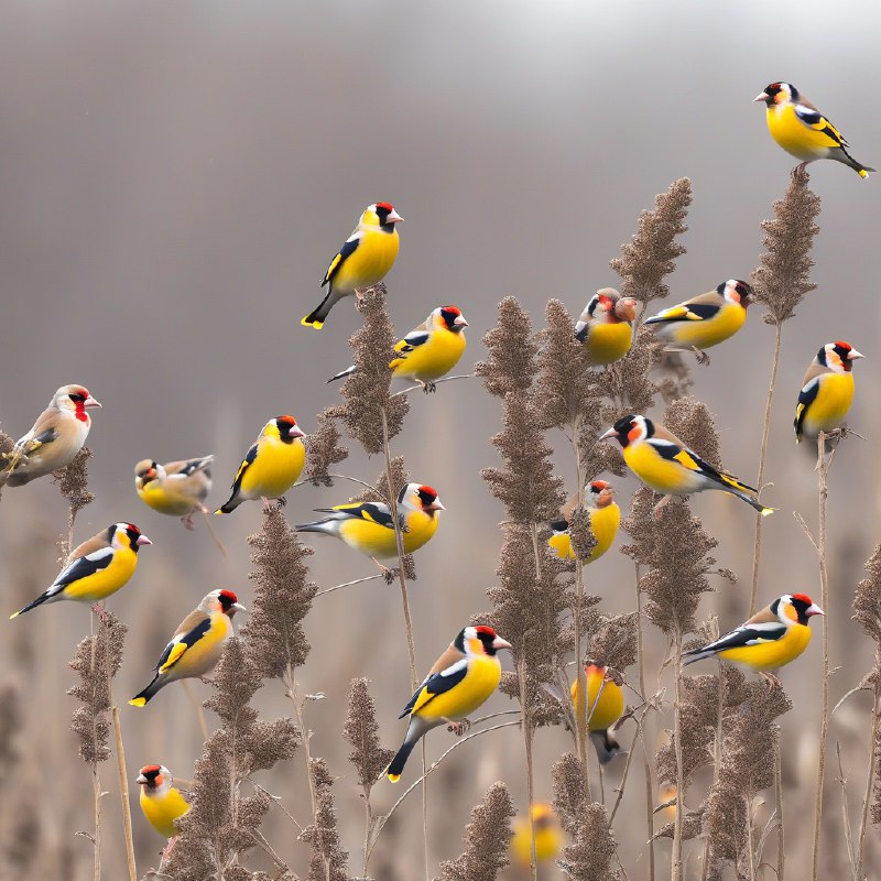 #Bing_Wallpaper“一群充满生机的欧洲金翅雀构成了一幅迷人的景象