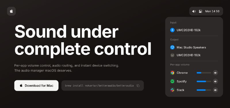 GitHub - rokartur/BetterAudio: Master your Mac's audio with per-app volume control and precise device management.