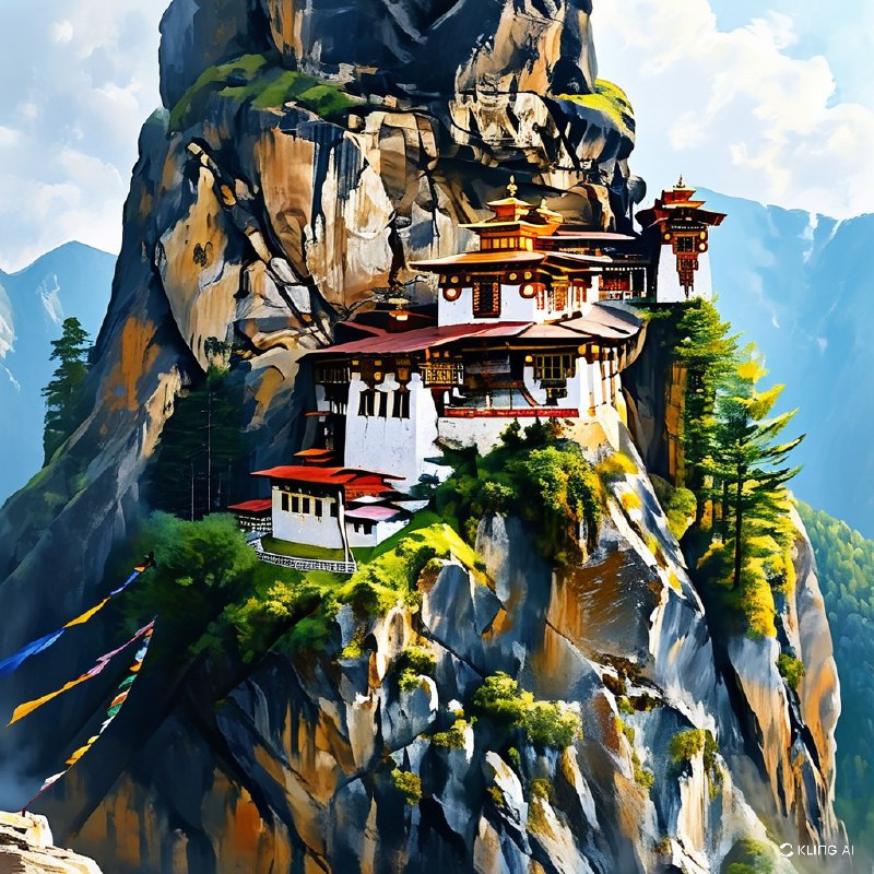 #Bing_Wallpaper雄伟的喜马拉雅修道院紧贴在崎岖山崖上的不丹虎穴寺