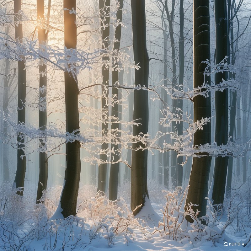 #Bing_Wallpaper一个迷人的冬日景象出现在比利时宁静的山毛榉森林中，大地覆盖着柔软而洁白的初雪