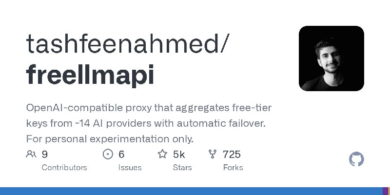 GitHub - tashfeenahmed/freellmapi: OpenAI-compatible proxy that aggregates free-tier keys from ~14 AI providers with automatic…