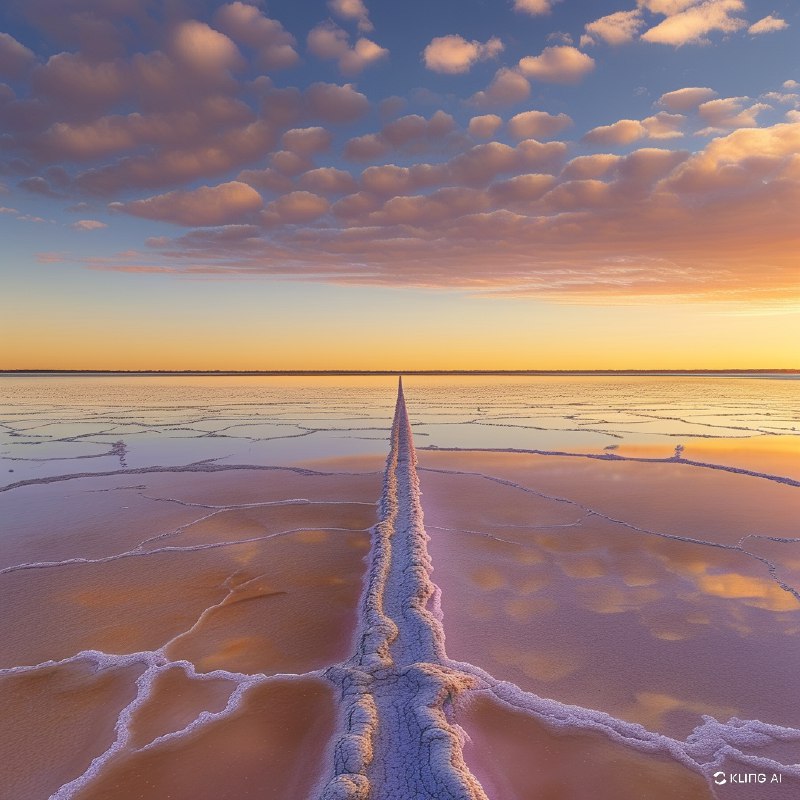 #Bing_Wallpaper“维多利亚州澳大利亚蒂莱尔湖那广阔而空灵的盐湖景观，被落日的金色光辉笼罩