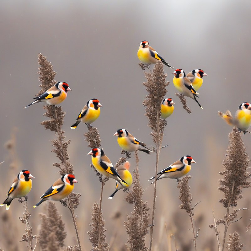 #Bing_Wallpaper“一群充满生机的欧洲金翅雀构成了一幅迷人的景象