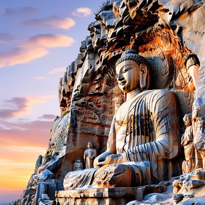 #Bing_Wallpaper位于中国山西省大同市的云冈石窟，是一片宏伟而古老的佛教岩石雕刻遗址，呈现了两座雕刻在悬崖上的巨大石佛