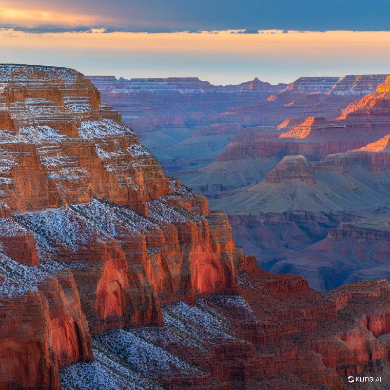 #Bing_Wallpaper“雄伟的祆教神庙无缝地融入亚利桑那州美国大峡谷崎岖的悬崖之中，在日落时分展现出壮丽的景象