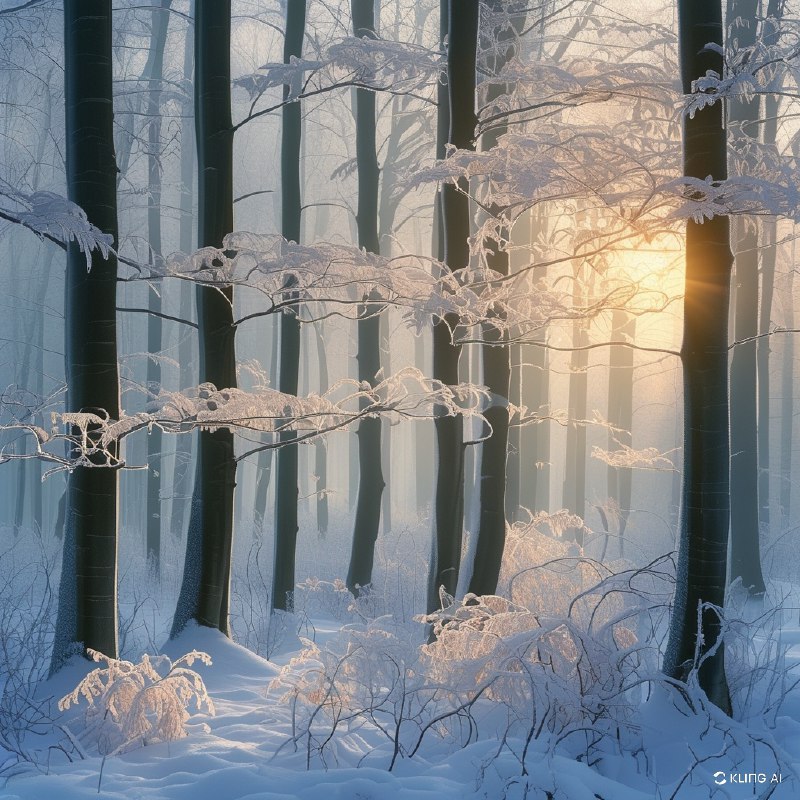 #Bing_Wallpaper一个迷人的冬日景象出现在比利时宁静的山毛榉森林中，大地覆盖着柔软而洁白的初雪