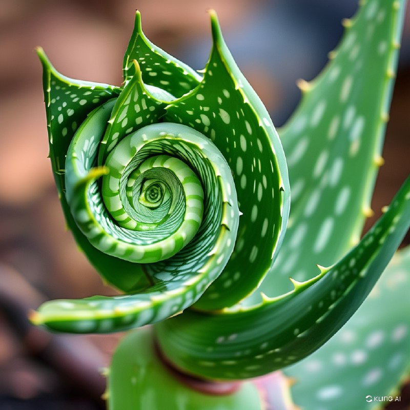 #Bing_WallpaperA close-up of a spiral pattern formed by the leaves of an aloe plant, exhibiting vibrant green hues and sharp, well-defined edges. The background features a blurred natural setting.特写镜头展示了一株芦荟植物叶片形成的螺旋图案，呈现出鲜艳的绿色色调和清晰分明的边缘