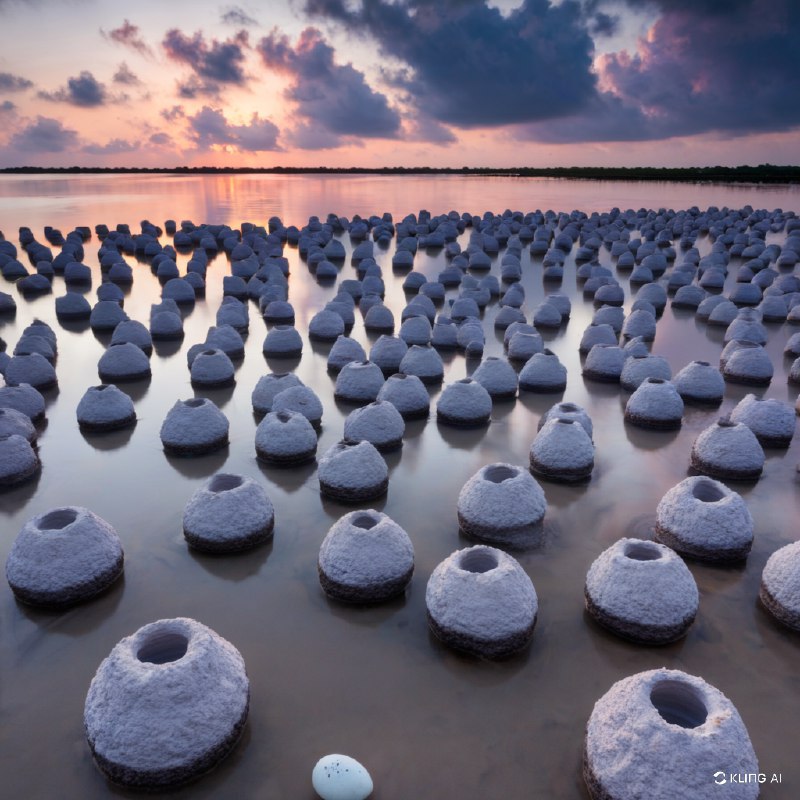 自然与可持续发展的结合巢中的加勒比火烈鸟蛋，里奥拉加托斯自然保护区，尤卡坦州，墨西哥自然与可持续发展的结合巢中的加勒比火烈鸟蛋，里奥拉加托斯自然保护区，尤卡坦州，墨西哥