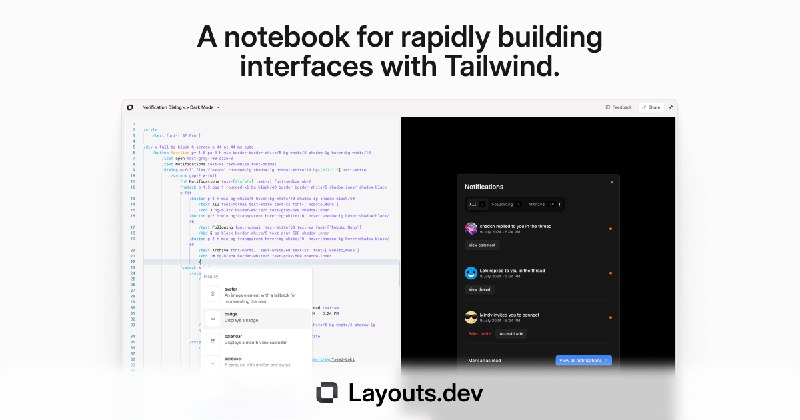 Layouts.dev | A notebook for building interfaces with Tailwind & Shadcn/UI