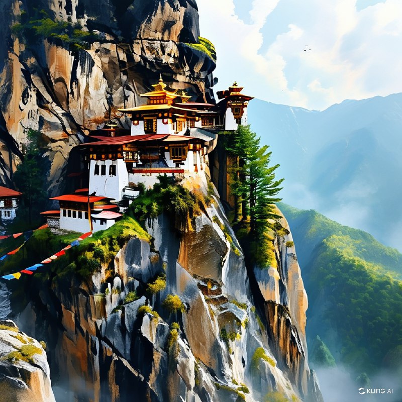 #Bing_Wallpaper雄伟的喜马拉雅修道院紧贴在崎岖山崖上的不丹虎穴寺