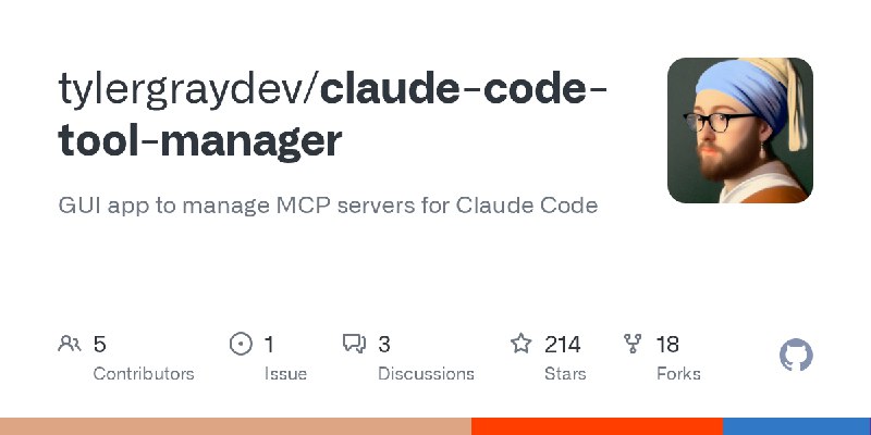 GitHub - tylergraydev/claude-code-tool-manager: GUI app to manage MCP servers for Claude Code