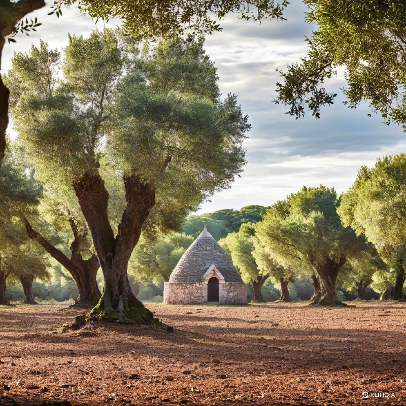 #Bing_Wallpaper意大利普利亚大区伊特里亚山谷中的宁静橄榄林，生长着古老的橄榄树