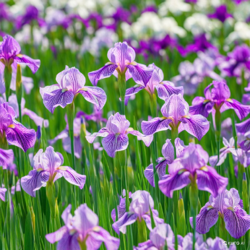 #Bing_Wallpaper静谧的日本鸢尾花园坐落于东京，绽放着紫色和淡紫色的鲜艳色彩