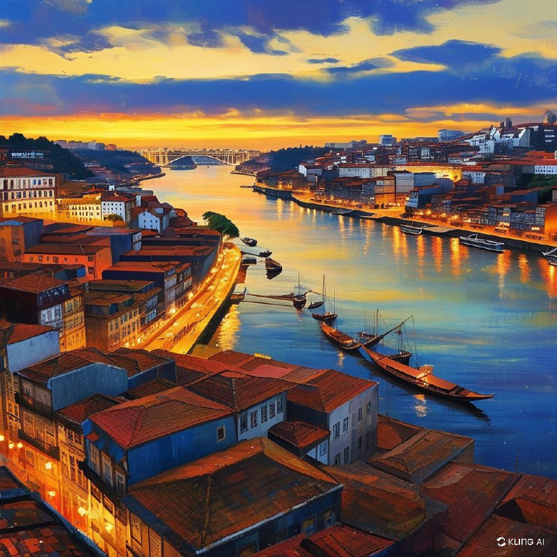 #Bing_Wallpaper“葡萄牙波尔图的黄金时刻，俯瞰历史悠久的里贝拉区和杜罗河的全景