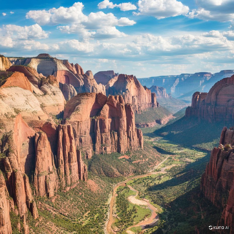 #Bing_Wallpaper“犹他州锡安国家公园雄伟的砂岩悬崖，在温暖的金色阳光下闪耀，巍峨的岩石结构展现出深红、橙色和粉红色的色彩层次