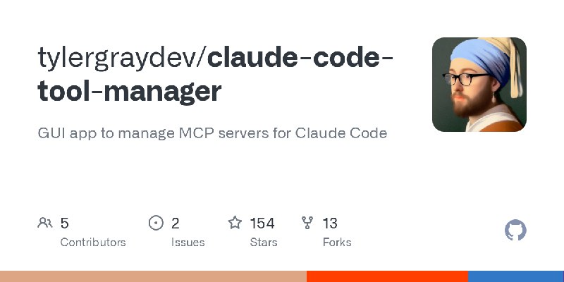 GitHub - tylergraydev/claude-code-tool-manager: GUI app to manage MCP servers for Claude Code
