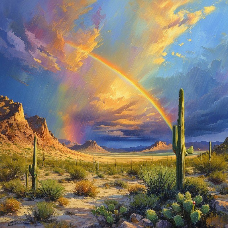 #Bing_Wallpaper亚利桑那州巨型仙人掌国家公园广阔的沙漠景观，以瓦森峰为背景，天空呈现出戏剧性变化