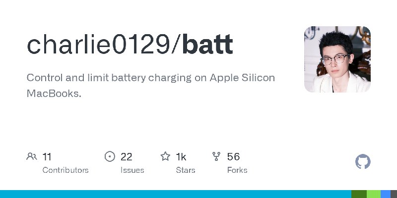 GitHub - charlie0129/batt: Control and limit battery charging on Apple Silicon MacBooks.