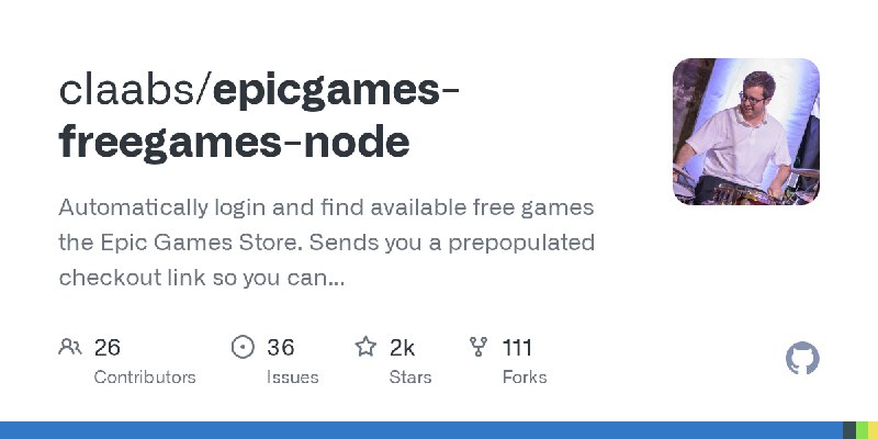GitHub - claabs/epicgames-freegames-node: Automatically login and find available free games the Epic Games Store. Sends you a prepopulated…