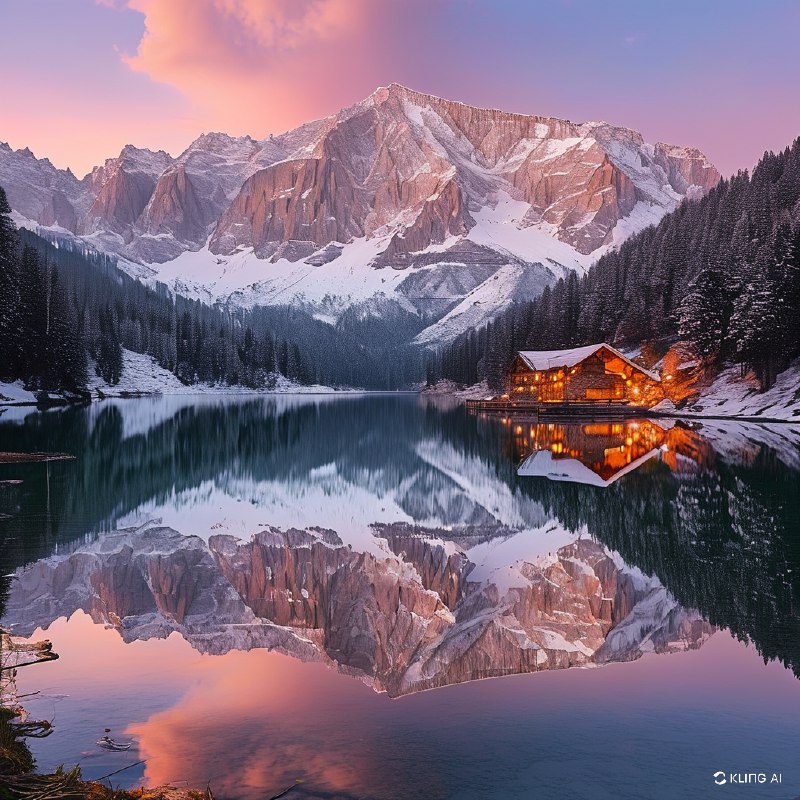 #Bing_Wallpaper在日落时分的意大利多洛米蒂山脉的米苏里纳湖宁静画面