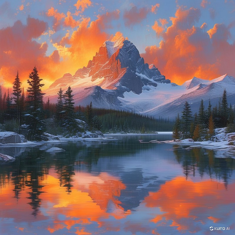 #Bing_Wallpaper一座巍峨的山峰穿过翻滚的云层，在落日的暖色调中矗立