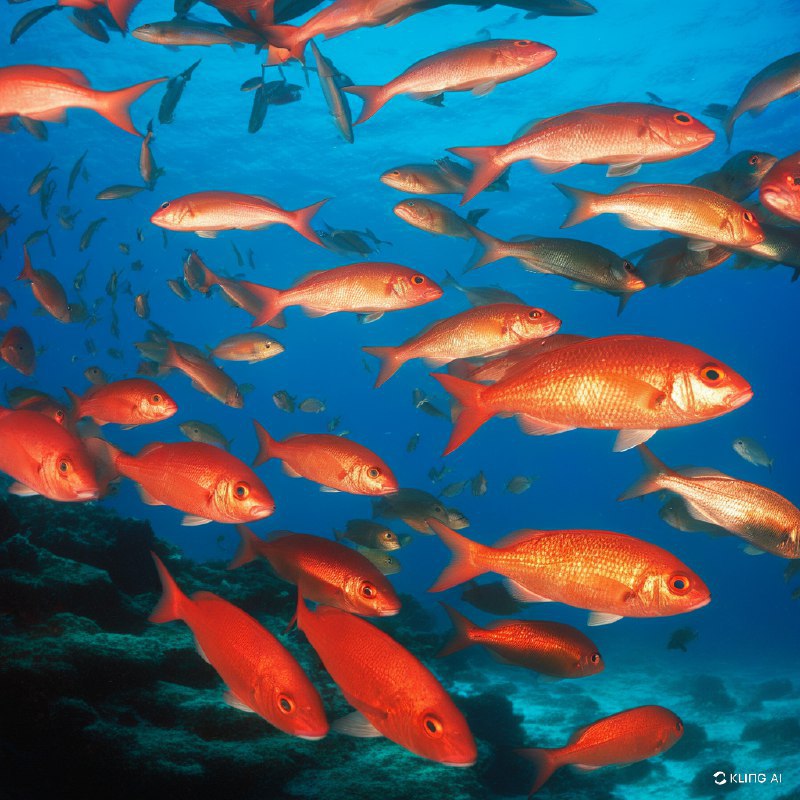 #Bing_Wallpaper在澳大利亚大堡礁附近的深海之中，一群令人着迷的珠光宝气的大眼鲷在深蓝色的海洋背景下绽放出夺目的光芒