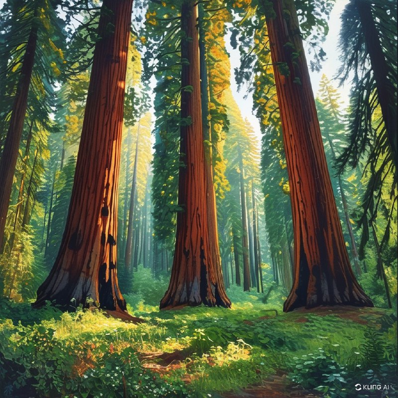 #Bing_Wallpaper“在美国加利福尼亚州红木国家与州立公园中，可以看到一片宁静而引人入胜的景象：高耸入云的红木树群