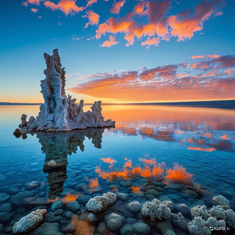 #Bing_Wallpaper 加利福尼亚州莫诺湖的图像，展现从宁静湖水中涌现的引人注目的石灰华塔