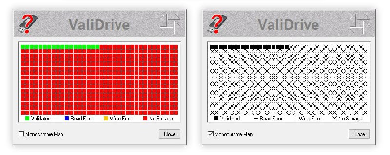 ValiDrive一款 U 盘容量检测工具，可准确检测出 U 盘的真实容量信息，避免使用虚标产品而导致的数据丢失风险