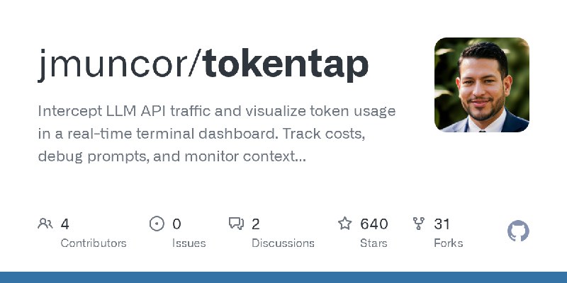 GitHub - jmuncor/tokentap: Intercept LLM API traffic and visualize token usage in a real-time terminal dashboard. Track costs,…