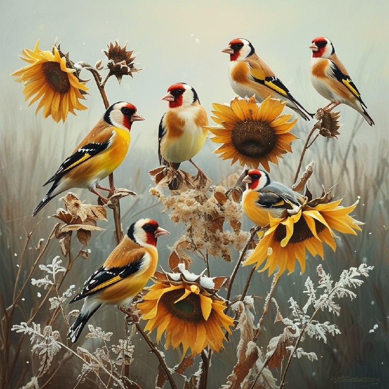 #Bing_Wallpaper“一群充满生机的欧洲金翅雀构成了一幅迷人的景象