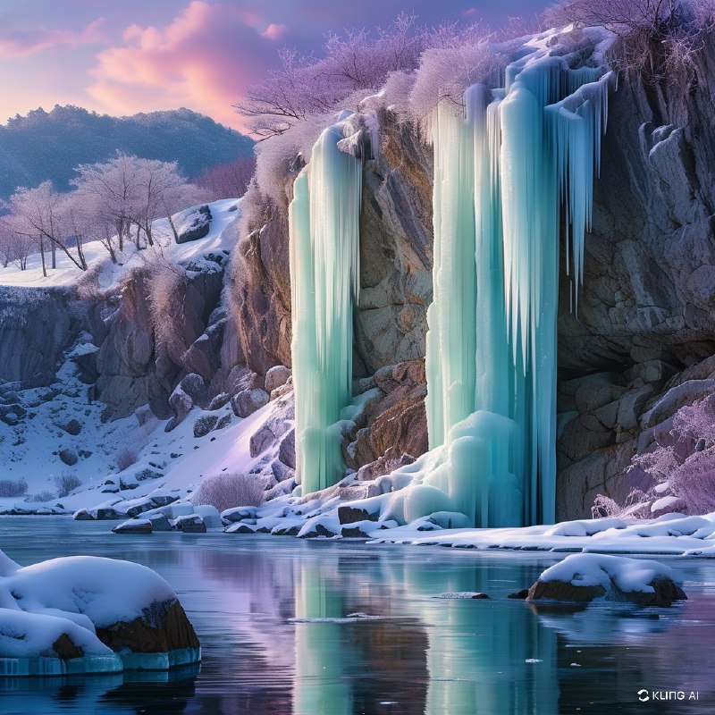 #Bing_Wallpaper"日本秩父三十槌冰柱的迷人冬景，以从陡峭崖壁倾泻而下的高大透明冰柱为特色