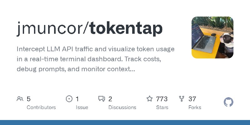 GitHub - jmuncor/tokentap: Intercept LLM API traffic and visualize token usage in a real-time terminal dashboard. Track costs,…