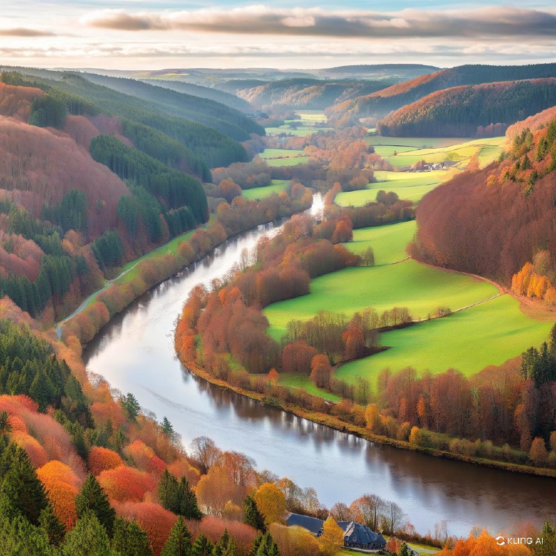 #Bing_Wallpaper航拍视角下的比利时布永广袤秋季景观，捕捉着雄伟的“巨人安息之地”