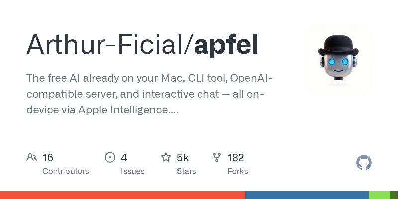 GitHub - Arthur-Ficial/apfel: The free AI already on your Mac. CLI tool, OpenAI-compatible server, and interactive chat — all on…