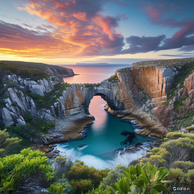 #Bing_Wallpaper令人叹为观止的海边天然拱门，周围是崎岖的悬崖和郁郁葱葱的树木，在壮丽的天空下，澳大利亚塔斯马尼亚州#Bing_Wallpaper令人叹为观止的海边天然拱门，周围是崎岖的悬崖和郁郁葱葱的树木，在壮丽的天空下，澳大利亚塔斯马尼亚州