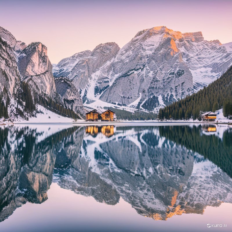 #Bing_Wallpaper在日落时分的意大利多洛米蒂山脉的米苏里纳湖宁静画面