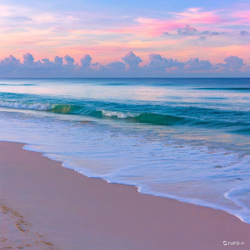宁静海滩上的日出、柔和的天空、平静的海浪、柔和的粉色和紫色色调、轻柔的云朵、宁静的氛围、和平的海岸线宁静海滩上的日出、柔和的天空、平静的海浪、柔和的粉色和紫色色调、轻柔的云朵、宁静的氛围、和平的海岸线