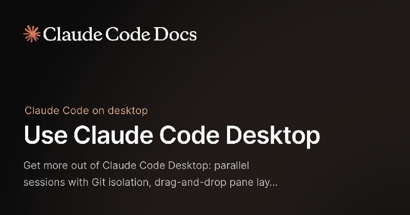 Use Claude Code Desktop - Claude Code Docs