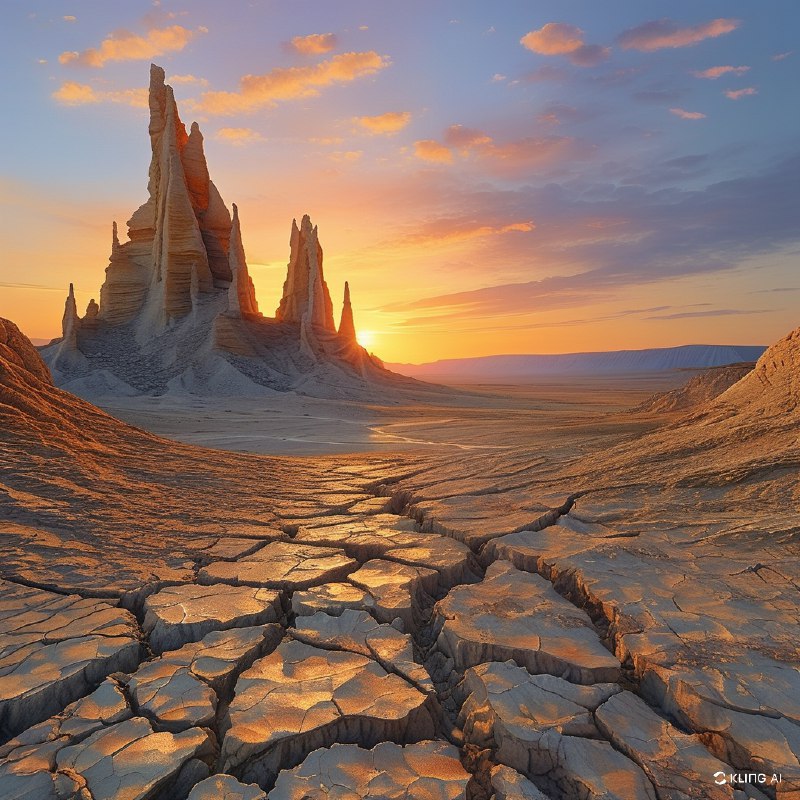 #Bing_Wallpaper“在日落时分，一个超现实的沙漠景观，位于西班牙纳瓦拉省的巴尔德纳斯雷亚莱斯自然公园，展现了标志性的卡斯蒂尔德蒂耶拉地貌