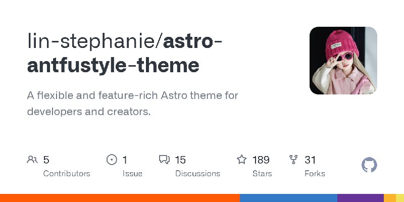GitHub - lin-stephanie/astro-antfustyle-theme: A flexible and feature-rich Astro theme for developers and creators.