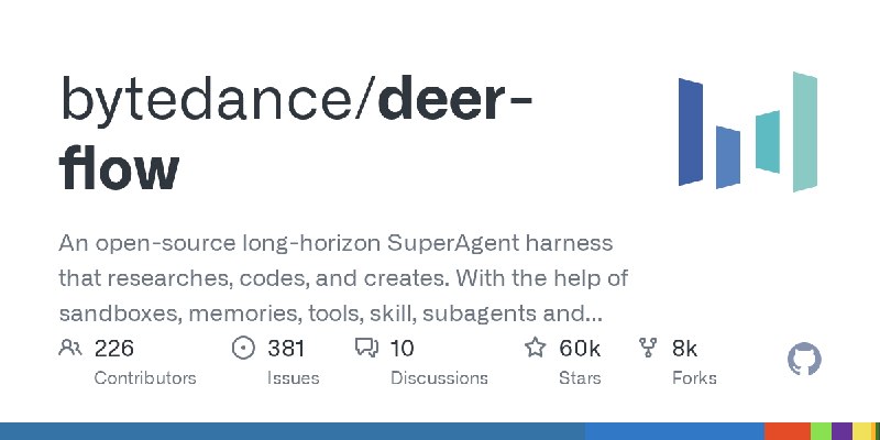 GitHub - bytedance/deer-flow: An open-source long-horizon SuperAgent harness that researches, codes, and creates. With the help…
