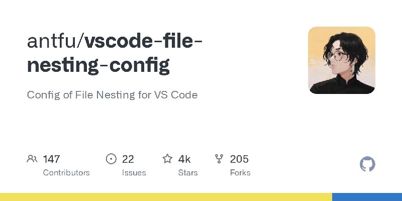GitHub - antfu/vscode-file-nesting-config: Config of File Nesting for VS Code
