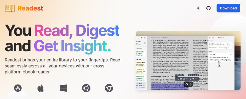 开源了一个跨平台 EPUB 阅读软件 Readest，使用 Tauri v2 和 Next.js 15 开发Readest 📚给大家推荐一款全新的开源电子书阅读器 —— Readest，专为追求沉浸式深度阅读体验的用户打造！ Readest 是经典阅读器 Foliate 的现代化重写版，使用了最新技术栈 Next.js 15 和 Tauri v2 ，支持 macOS 、Windows 、Linux 和 Web 平台，未来还将支持 iOS 和 Android 