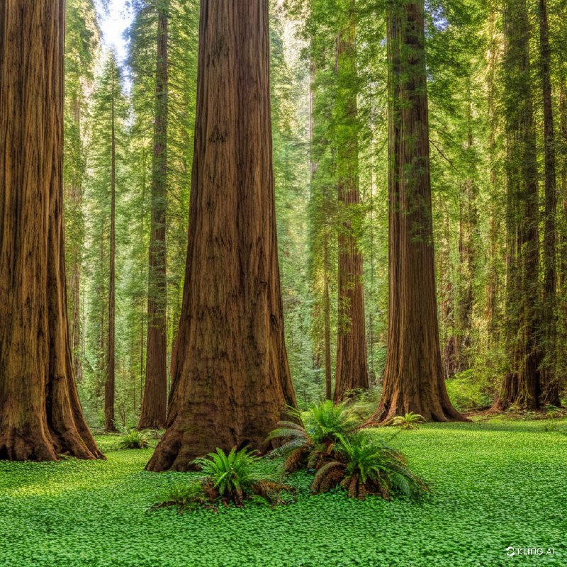 #Bing_Wallpaper“在美国加利福尼亚州红木国家与州立公园中，可以看到一片宁静而引人入胜的景象：高耸入云的红木树群