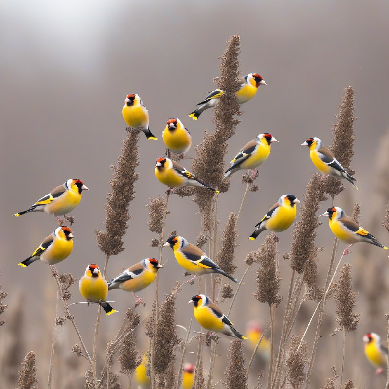 #Bing_Wallpaper“一群充满生机的欧洲金翅雀构成了一幅迷人的景象