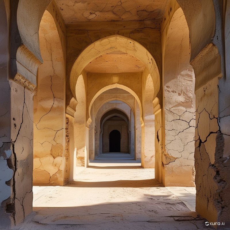 #Bing_Wallpaper"摩洛哥梅克内斯的赫里·埃斯瓦尼古拱门，是一条宏伟且饱经风霜的建筑长廊，沐浴在温暖的金色光辉中