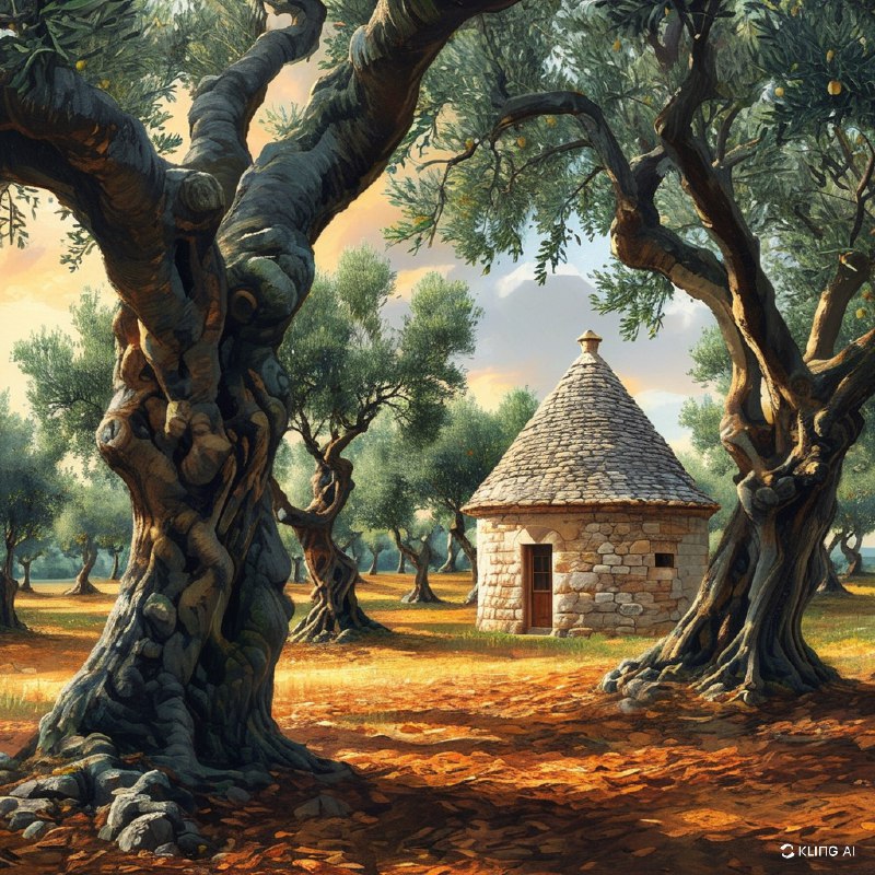 #Bing_Wallpaper意大利普利亚大区伊特里亚山谷中的宁静橄榄林，生长着古老的橄榄树