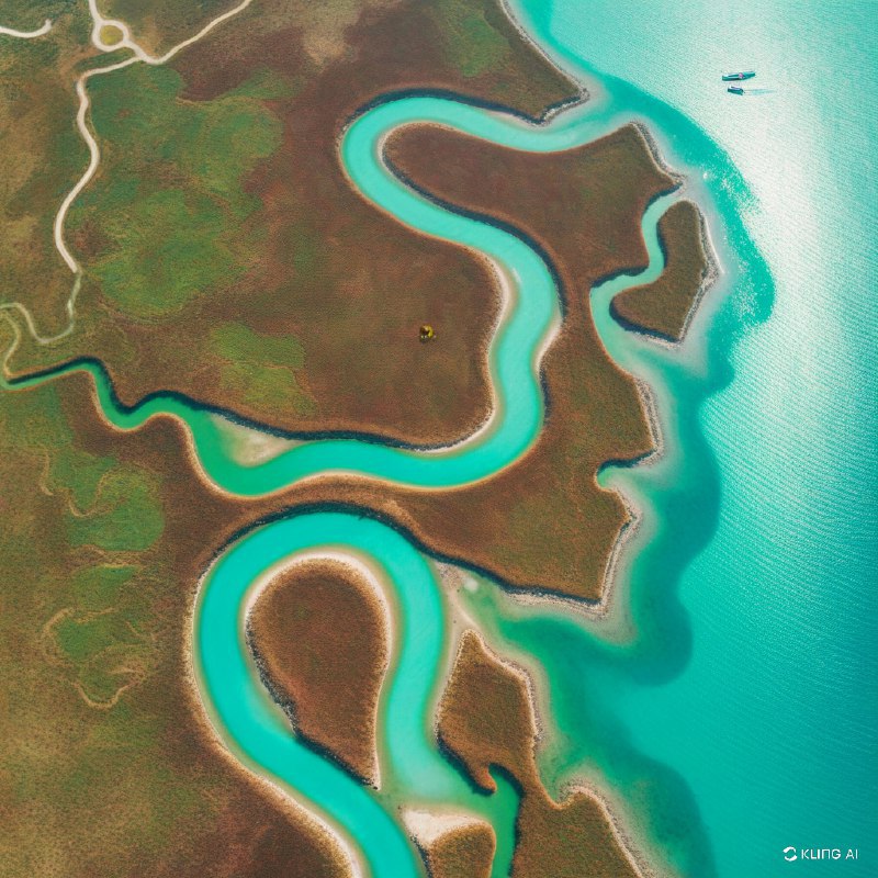 #Bing_Wallpaper“从空中俯瞰威尼斯潟湖，一幅如画的美景展现眼前：蜿蜒曲折的碧绿水道在金棕色的三角洲间穿行，其间点缀着葱郁而富有层次感的沼泽地